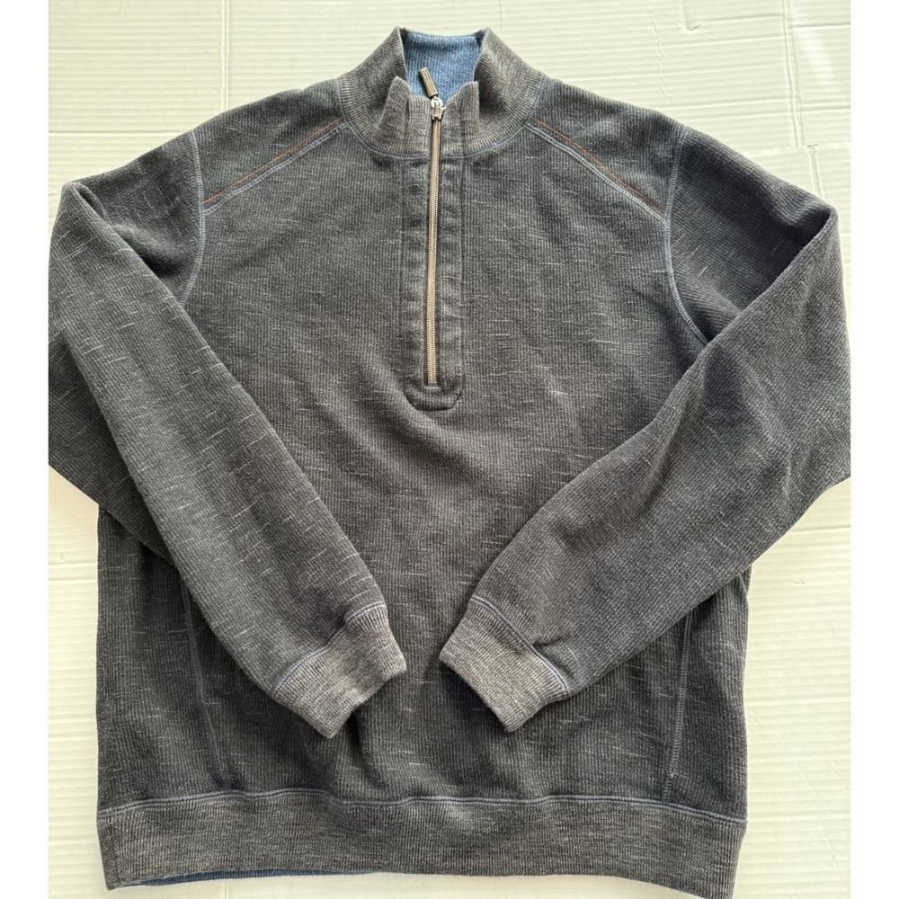 Tommy Bahama Men's Gray Quarter Zip Pullover Sz Medium